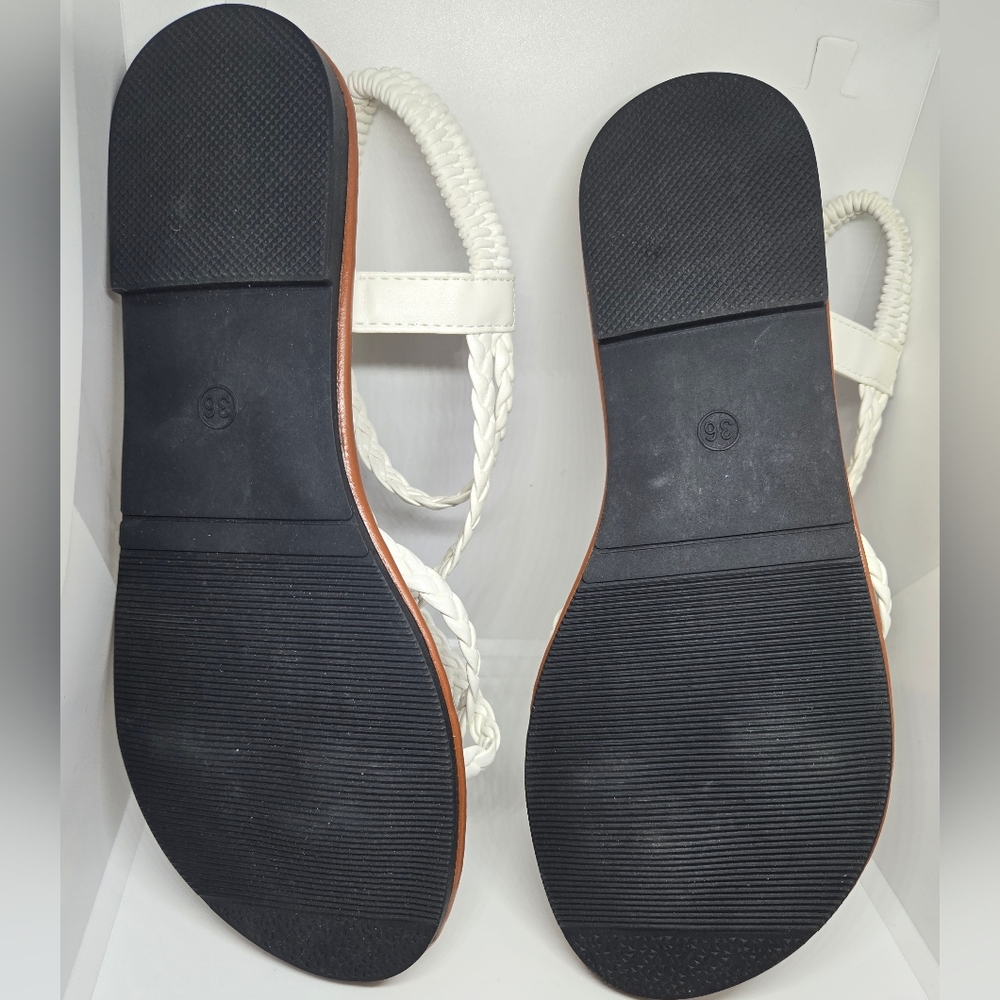 Women's White Braided Sandals - Picture 5 of 5